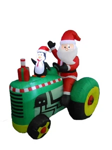 Tractor inflable de Navidad de 5,3 pies de altura con LED de pingüino... - Imagen 1 de 8