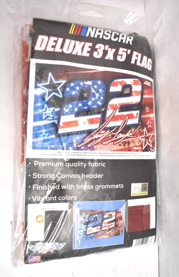 WinCraft Joey Logano #22 Patriótico 3' x 5' Bandera de lujo de una cara de Nascar Foto 1 de 4