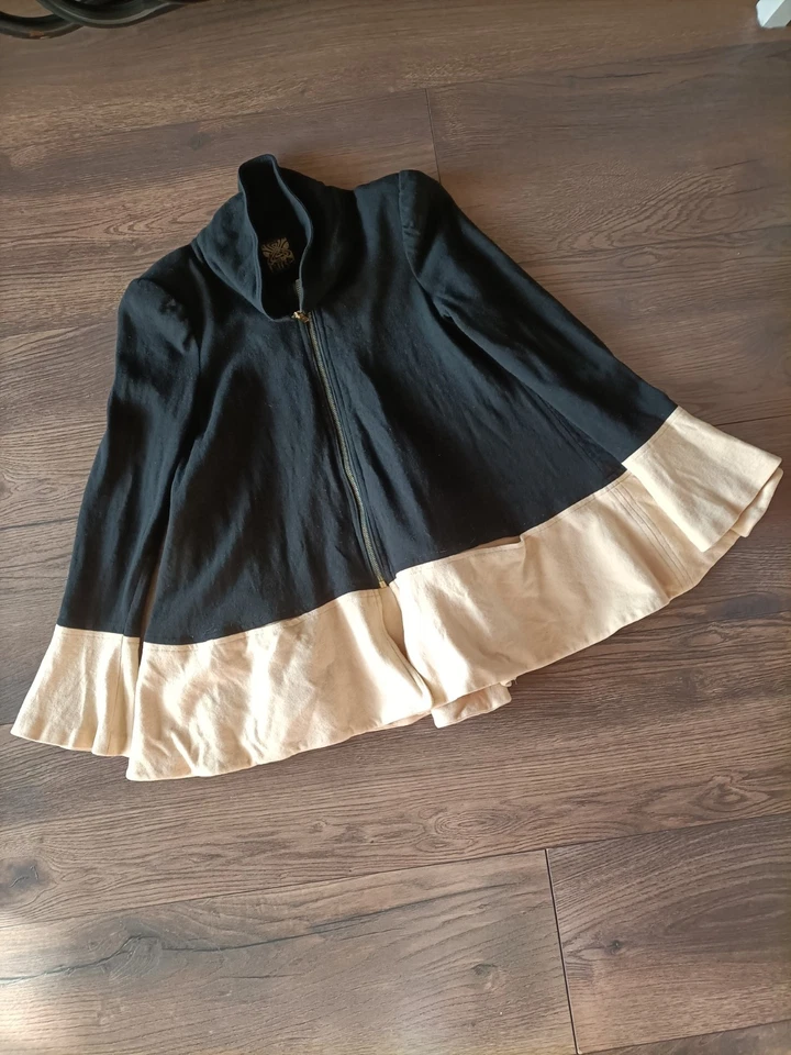 Vintage Original 1972 Biba Black White Monochrome Cotton Wool Trapeze Coat  - Image 1 of 4