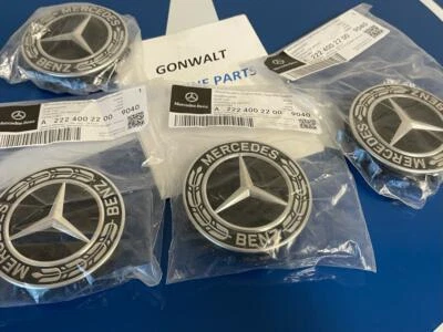 Mercedes Benz SLC300 CLA250 Set of 4 Black Wheel Center Hub Cap OE 2224002200 - Image 1 of 3