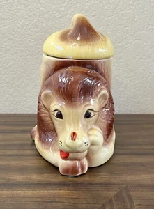 Rare Vintage 1950s Crouching Lion With Ladybug on nose Cookie Jar Good Condition - Picture 1 of 7