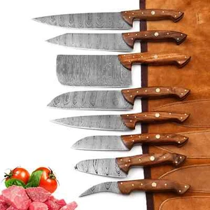 Juego de cuchillos de cocina profesionales de acero Damasco hechos a medida con bolsa de rollo-ZEE-2910 - Imagen 1 de 5
