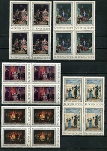 RUSSIA 1976, ART: PAINTINGS BY FEDOTOV, Scott 4454-4458 BLOCK OF 4 SETS, MNH - Picture 1 of 1