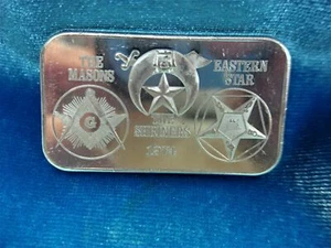 THE MASONS-SHRINERS-EASTERN STAR -  1974 - 1 TROY OZ. .999 FINE SILVER - Picture 1 of 5