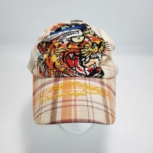 Ed Hardy Plaid Embroidered And Embellished Snapback Trucker Hat - Picture 1 of 8