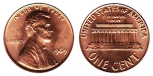 1969 P - Lincoln Memorial Penny - BU - Picture 1 of 1