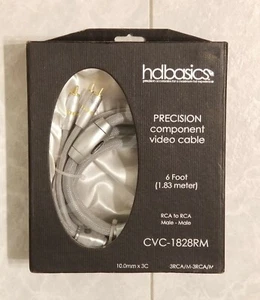 RCA Component Video Cable: Gold Plated Tips, 6 feet, New In Box, from hdbasics - Picture 1 of 6