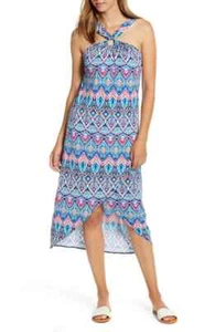 Tommy Bahama Midi Dress Size M Prima Peacock Halter Jersey Resort Beach Party - Picture 1 of 18