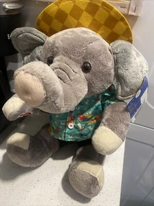 Rare 2014 16" Build A Bear Asian Elephant Tusks NWT w/ Hawaiian Shirt Hat Toy - Picture 1 of 4