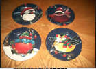 Evergreen Cypress Birds Ceramic Dessert Plates Winter Holiday