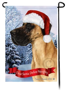 Dear Santa, Define Naughty Garden Flag - Uncropped Fawn Great Dane 067G - Bild 1 von 1