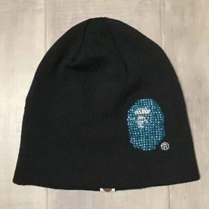 BAPE Swarovski APE FACE logo beanie knit cap Black A Bathing Ape - Picture 1 of 6