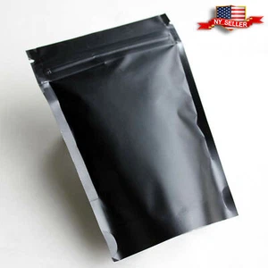 100 Black Metallic Foil Resealable Stand Up Bags Pouches 12x18cm (4.7x7") - Picture 1 of 6