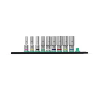 Wera 05005440001 Socket Rail B Deep 1 Socket Set, 3/8" Drive, 9 Pieces - Picture 1 of 9