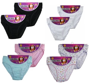 3/6/12 Pack Ladies Cotton Bikini Briefs, Pants Knickers Underwear, Size 8 to 18 - Picture 1 of 6