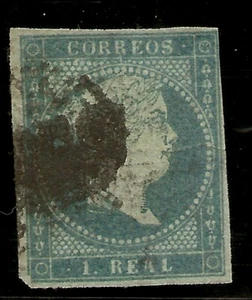 España Edifil 41 (º) 1 Real Azul verdoso Isabel II 1855 NL1378 - Bild 1 von 10