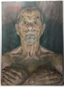 Antique American Painting 1927 Elena De Hellebranth (1899-1988) Oil on Paper Lar - Picture 1 of 7