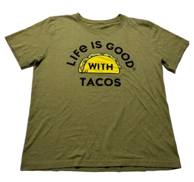Camiseta Life Is Good With Tacos Jóvenes Niños Verde Oliva Talla XXL XX-Grande O 16 Foto 1 de 4