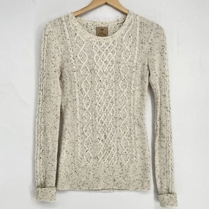 Aphorism Sweater Tunic Sz Small Ivory Wool Blend Cable Knit Crew Neck Speckled - Picture 1 of 5
