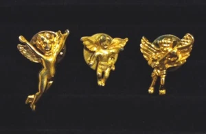 Set of 3 Goldtone Metal CHRISTMAS Angel Lapel Pins Brooches with Postbacks - EUC - Picture 1 of 7