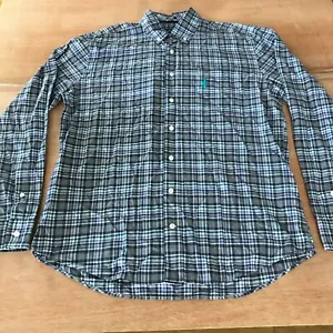 Johnnie O Shirt Men L Blue Plaid Button Down Pocket Long Sleeve Collared - Picture 1 of 14