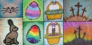 Handmade tie dye KIDS shirt - EASTER - BUNNY, CHOCOLATE, EGG, BASKET, CROSSES - Picture 1 of 33