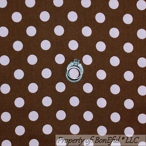 BonEful Fabric FQ Cotton Quilt VTG Brown Pink GIRL Polka Dot Calico Little Small - Picture 1 of 7