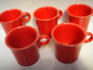 Lot 5 Scarlet Radioactive Red Fiestaware Coffee Mug Cup ORing Handle Fiesta Ware - Picture 1 of 2