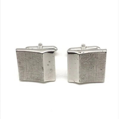 Gemelos brillantes y mate vintage firmados Swank tono plata Foto 1 de 4