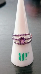 Bomb Party RBP5759 Swirling Devotion Amethyst/Dark Amethyst CZ Rhodium Plate Sz7 - Picture 1 of 3