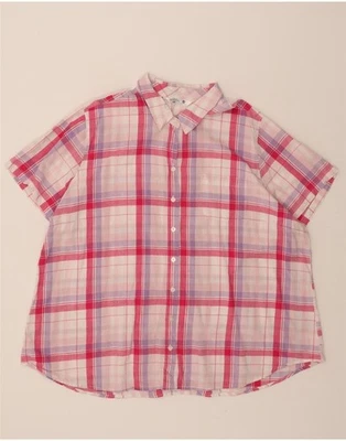 LEE Womens Riders Oversized Short Sleeve Shirt UK 20 2XL Pink Check Cotton WJ24 - Image 1 of 3