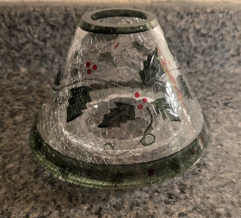 Yankee Candle Crackle Glass Holly Berry Christmas Jar Topper - Image 1 of 4