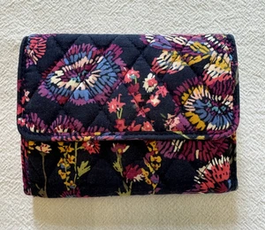 Vera Bradley Trifold Wallet Midnight Wildflower Retired Navy Floral Used - Bild 1 von 11