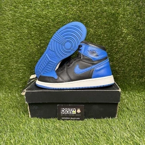 Size 6.5Y 8W - Air Jordan 1 Retro High OG GS Royal Blue 575441-007 Nike Black - Picture 1 of 11