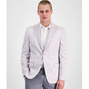 NWT Alfani Slim Fit Sport Coat Blazer Light Pink Floral Jacquard, Men's 40R - Picture 1 of 10