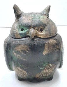 Japanese Vintage Ironware Owl Shape W3.9×H4.6inch Incense Burner Old Ornament FS - Picture 1 of 10
