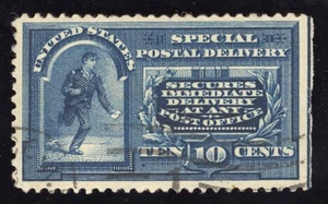 US Scott E4 Used 10c blue Messenger Running Lot V032 bhmstamps - Picture 1 of 2