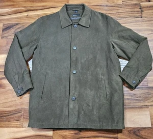 Vintage men's jacket Claiborne size Large brown Microsuede twill Car Coat  - Picture 1 of 13