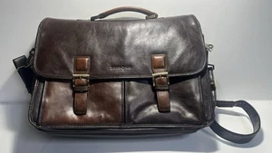 Samsonite Newbury Flap Front Business Case Leather Brown 15.6 Laptop Briefcase - Picture 1 of 22
