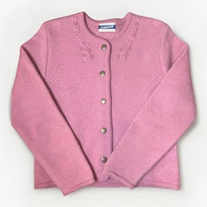 Vintage Pendleton Pullover Damen Petite Small rosa Wolle bestickt Cardigan - Bild 1 von 14