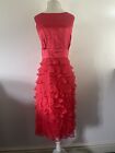 Monsoon Red Ruffle 100% Silk Maxi Summer Wedding Occasion Dress Size 18 Frill