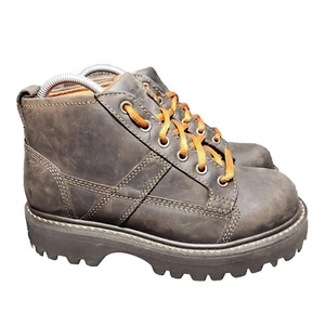 American Eagle AE Size 7 Leather Chunky Lace Up Oxford Boots Vintage Y2K Brown - Picture 1 of 14