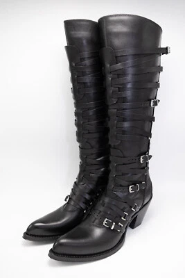 BOTAS ALTAS NOVAS EM FOLHA NA CAIXA GIANNI BARBATO DANICA PRETAS TAMANHO 38 - Imagem 1 de 4