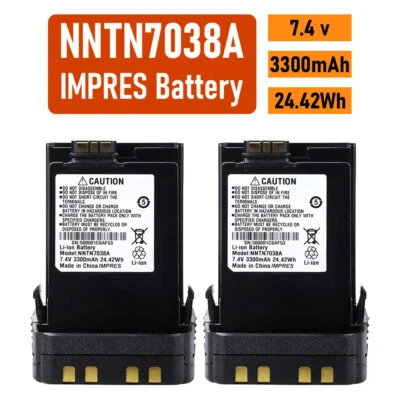 2PC NNTN7038 3300mAh Li-ion Impres Battery for Motorola APX6000 APX7000 APX8000 - Image 1 of 4