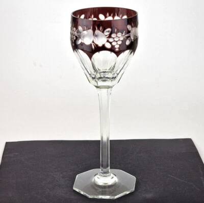 Wine Glass, Stemware Glas Flashing Hand Cut Polished Um 1900 P647 - Image 1 of 4
