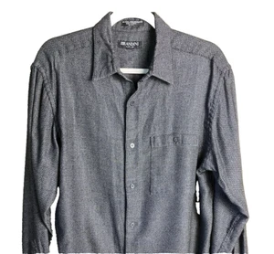 BRANDINI Men's Woven CHARCOAL Long Sleeve Button Down CASUAL Shirt SZ MEDIUM - Picture 1 of 6