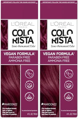 L'Oreal Paris Colorista Semi-Permanent Color for Brunette Hair Maroon #maroon22 - Image 1 of 4