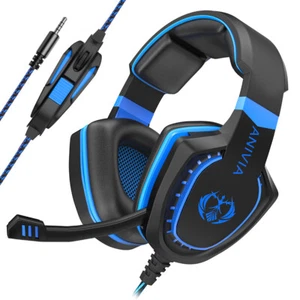 Blue Gaming Headset for PS4, PS5, Xbox One, Wired Over-Ear Headphones - Picture 1 of 5