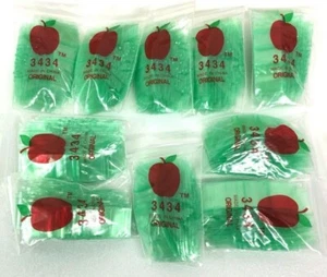 Apple Mini Zip Resealable Bags 3/4" x 3/4" Green Baggies 3434 1000ct. NEW - Picture 1 of 1
