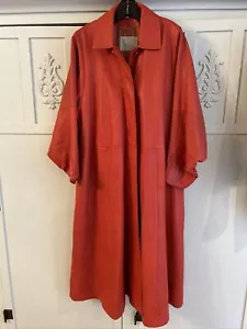Vintage Angelique Coral Long Leather Coat Size 10 - Picture 1 of 9